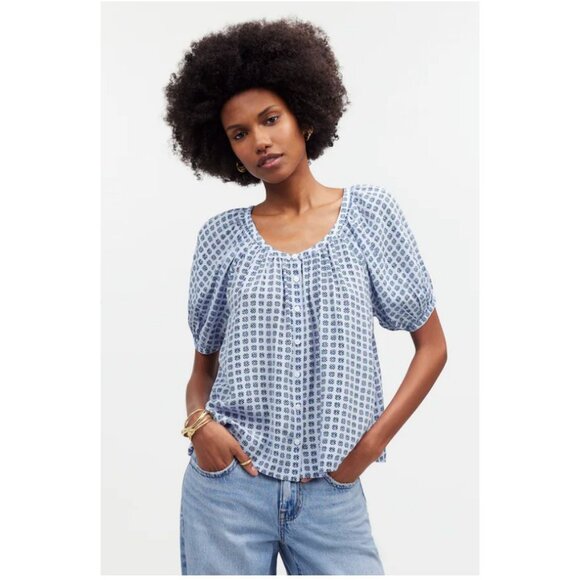 Madewell $82 Puff Sleeve A-Line Top Washed Lavender Size S NQ886 - Picture 1 of 7
